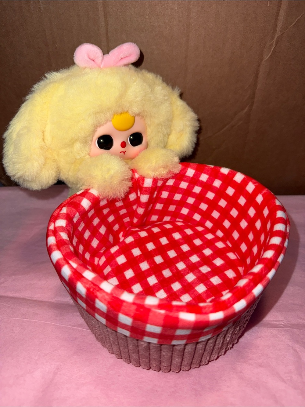 Baby Three Storage Basket CONFIRMED Red Gingham